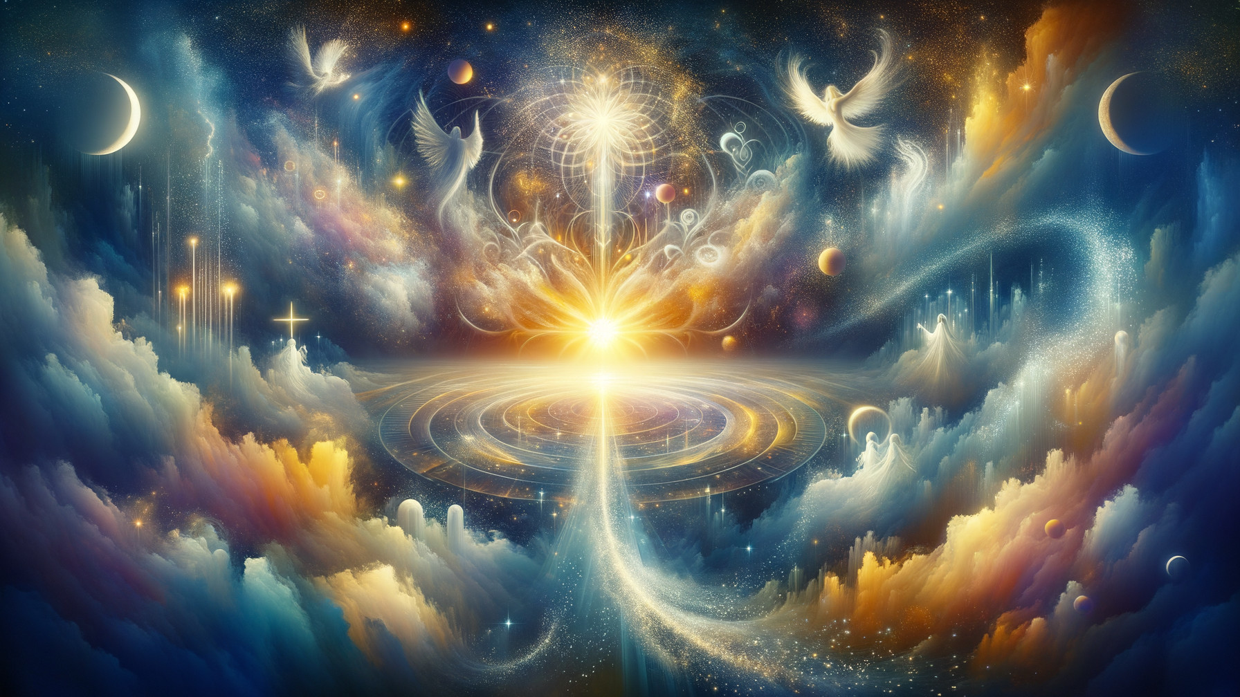 Vibrant Cosmic Scene with Celestial Elements