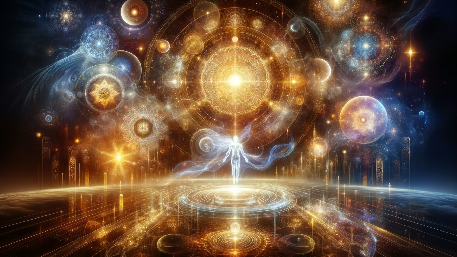 Luminous Cosmic Scene with Ethereal Light Patterns