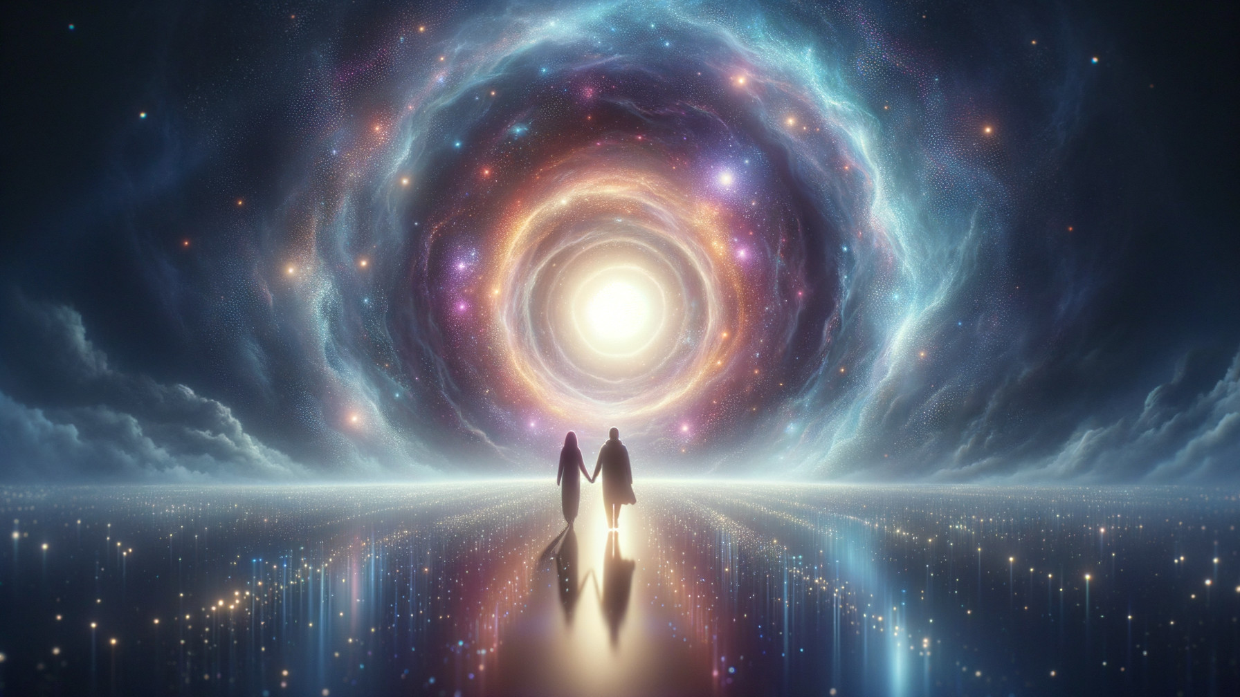 Cosmic Landscape with Figures and Radiant Vortex