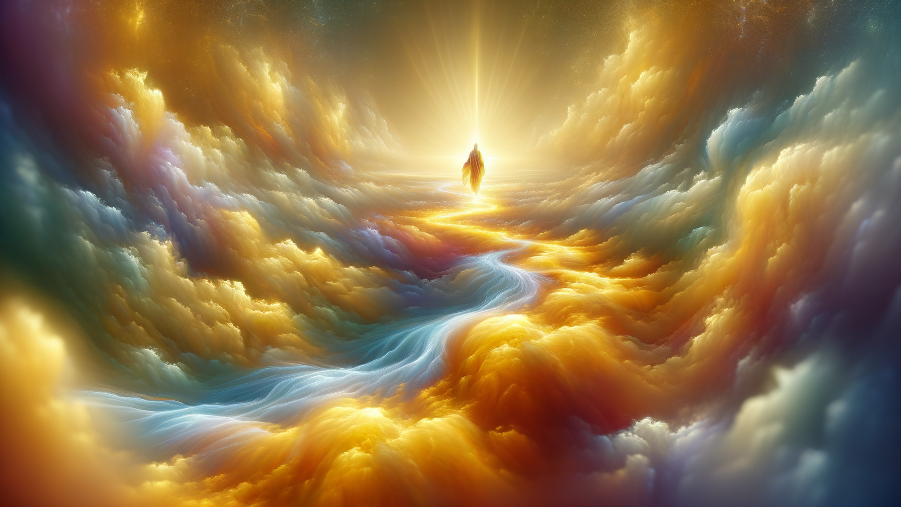 Celestial Scene with Golden Hues and Luminous Light
