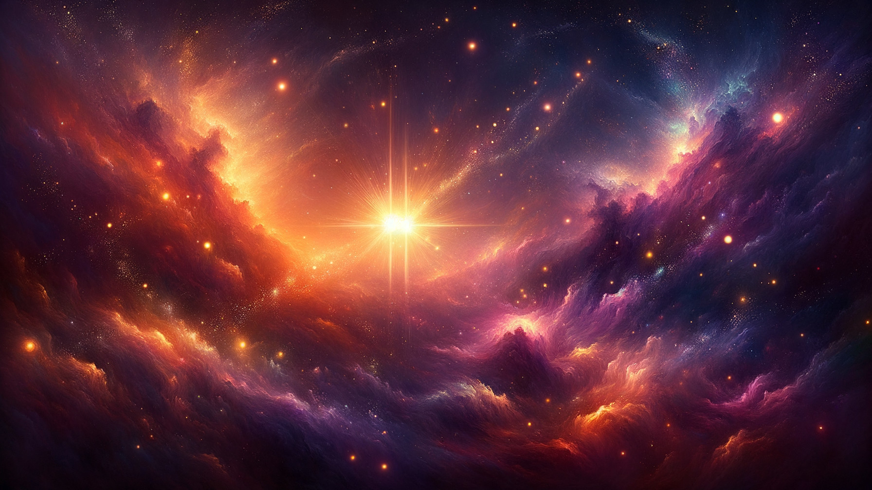 Vibrant Cosmic Scene with Swirling Colors and Stars
