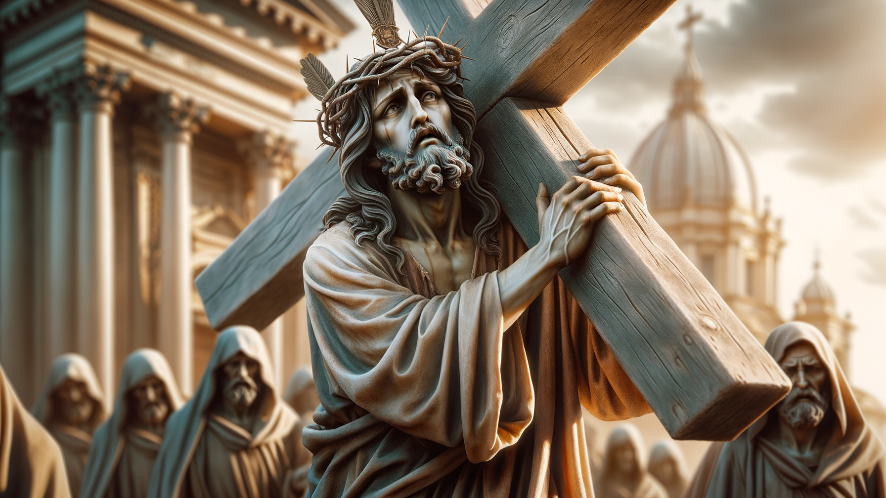 Solemn Scene of Sacrifice and Struggle with Cross