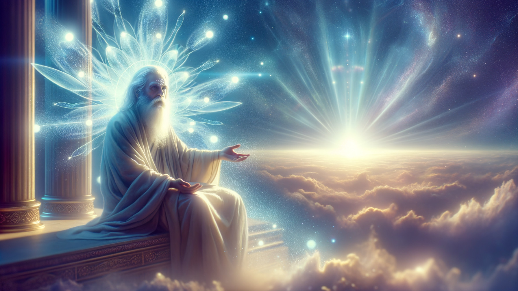 Ethereal Figure in Heavenly Atmosphere with Light