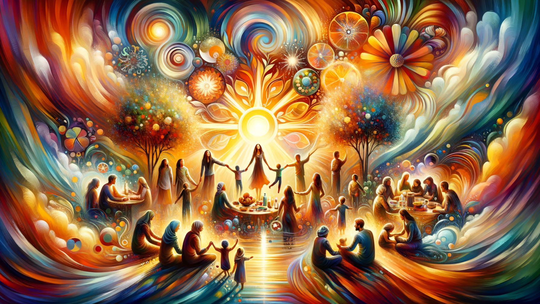 Colorful Scene of Joyful Gathering and Celebration