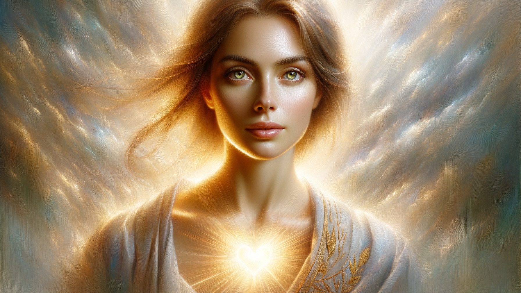 Serene Woman with Radiant Skin and Green Eyes