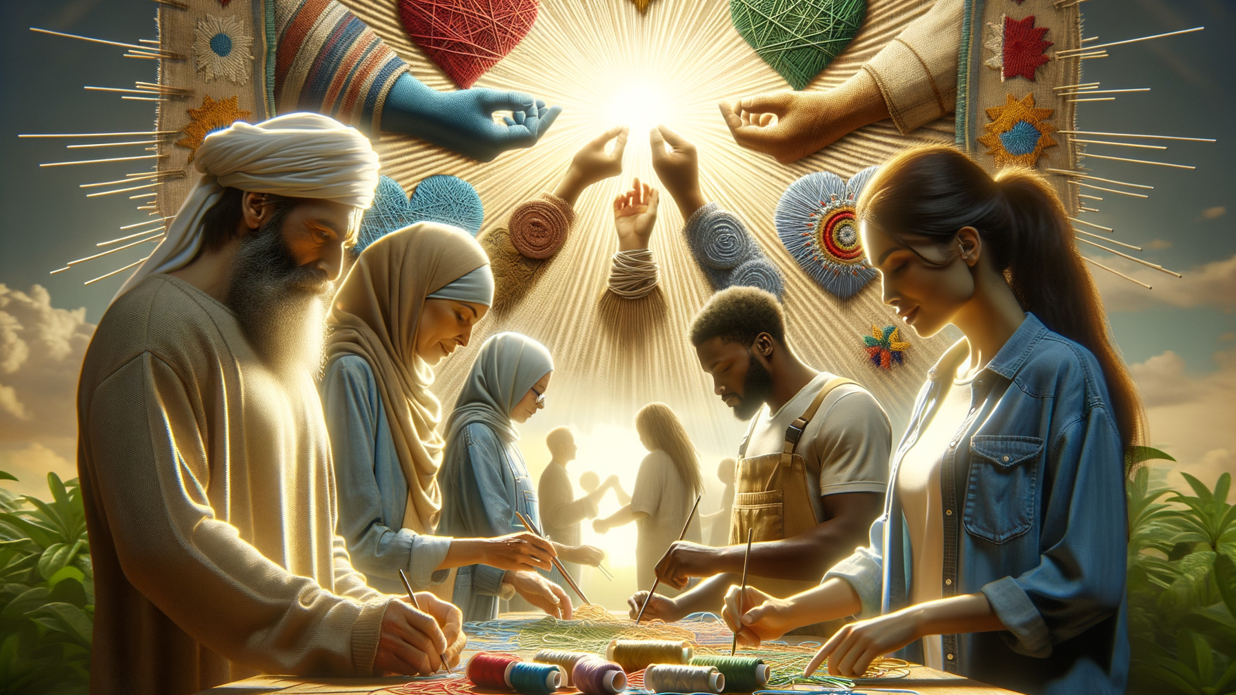 Diverse Group Collaborating in Colorful Crafting Process