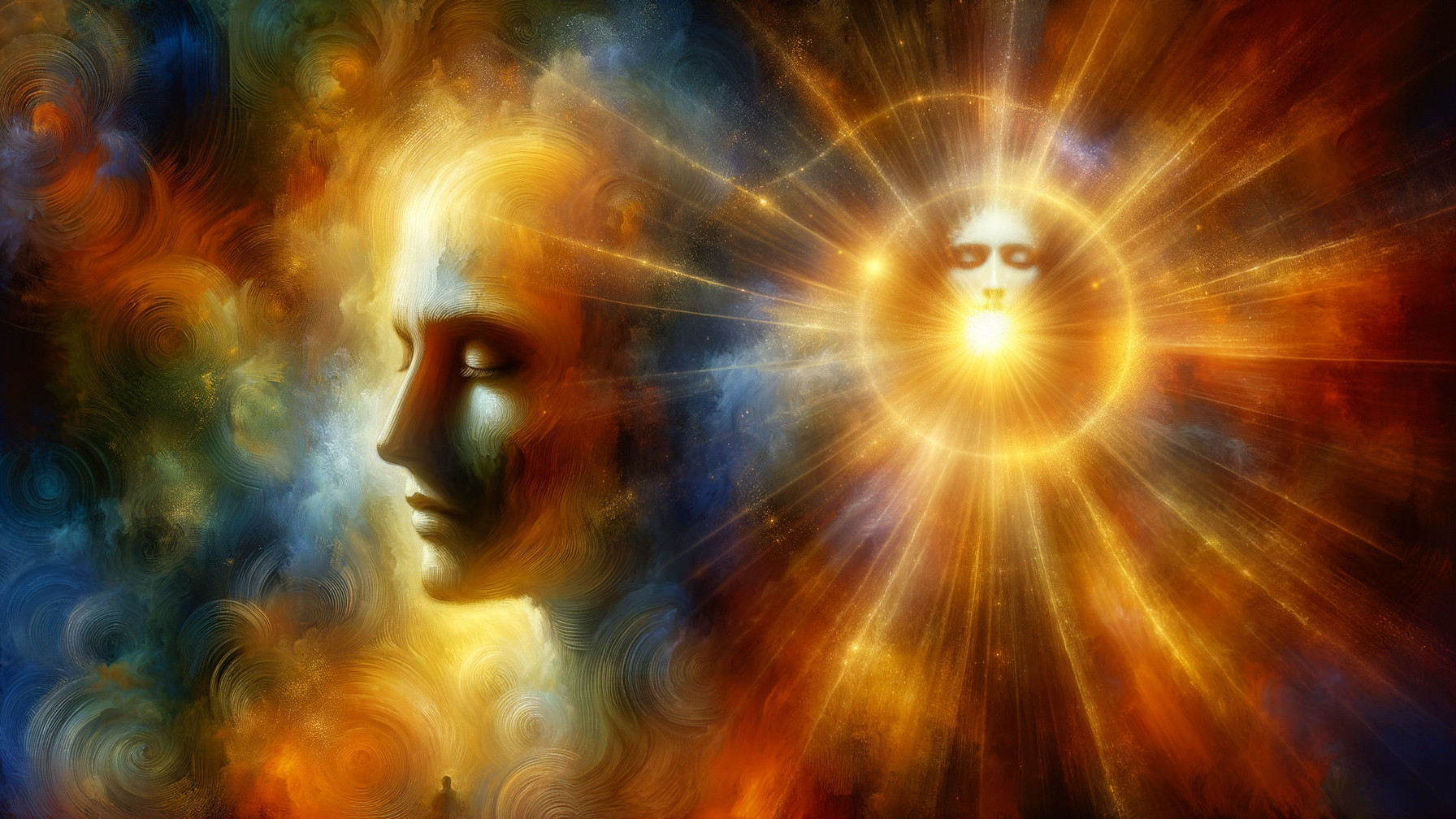 Dreamlike Cosmic Scene with Serene Human Face