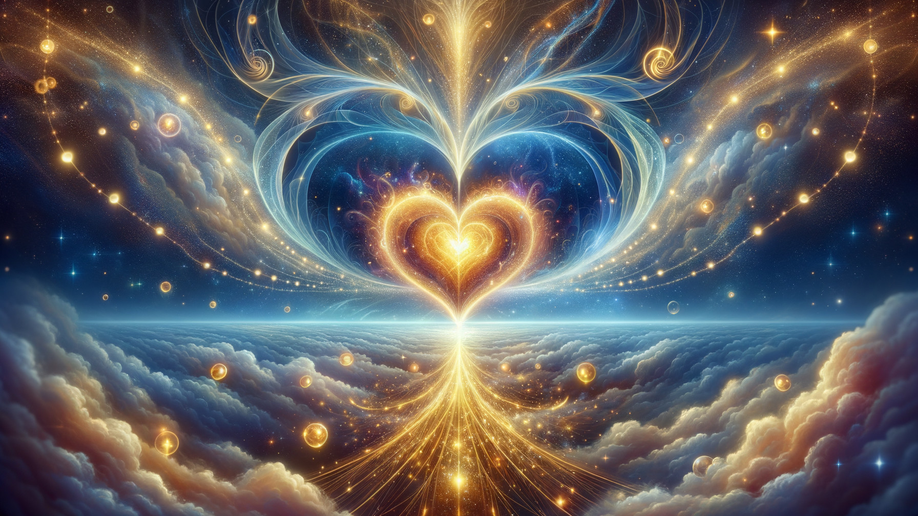 Radiant Heart Surrounded by Cosmic Colors and Light
