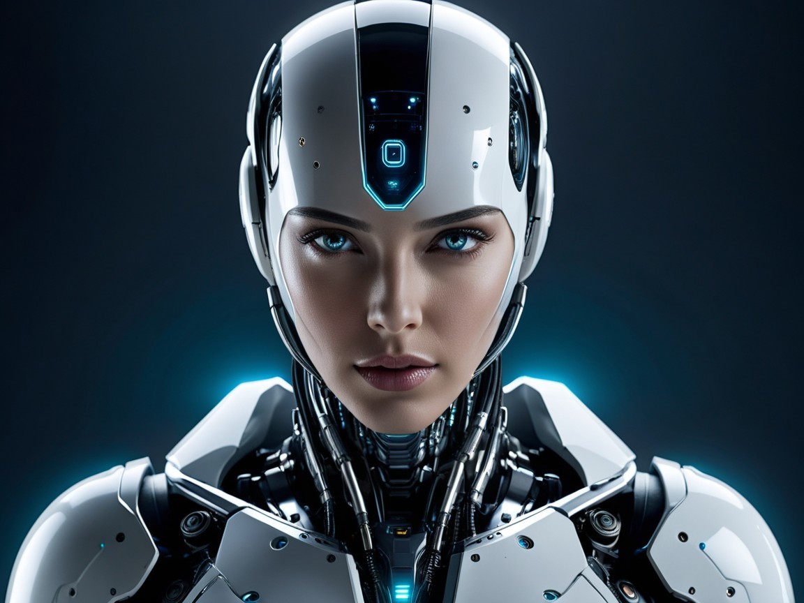 Futuristic Humanoid Robot with Metallic Exterior