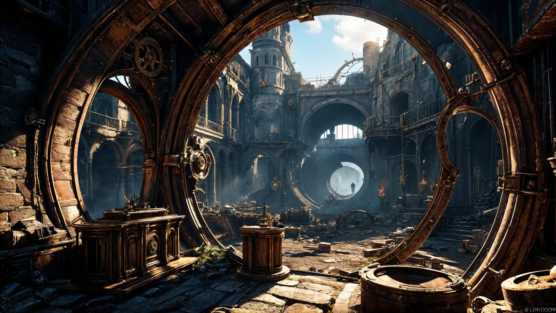 Abandoned Industrial Complex with Circular Arches