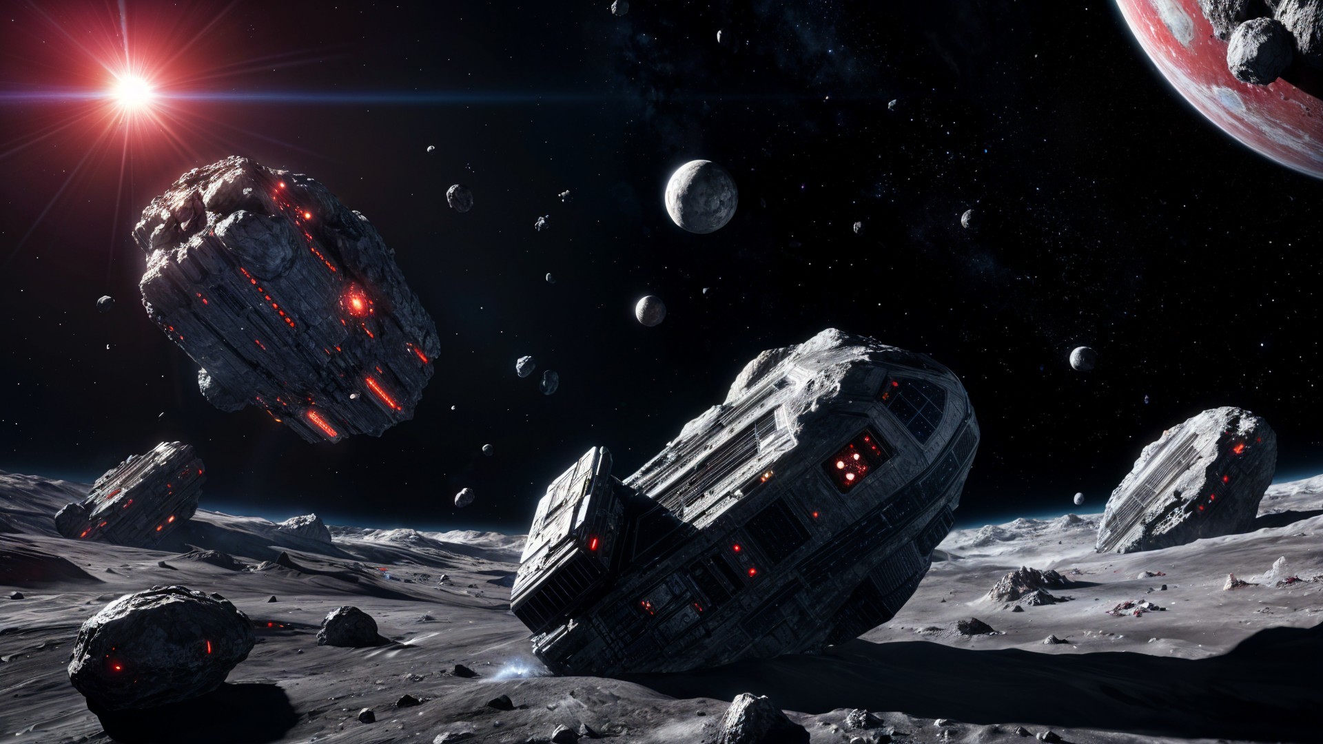 Futuristic Spacecraft in an Extraterrestrial Landscape