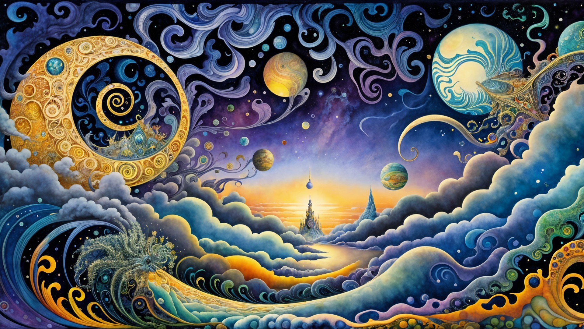 Vivid Cosmic Landscape with Majestic Planets and Colors