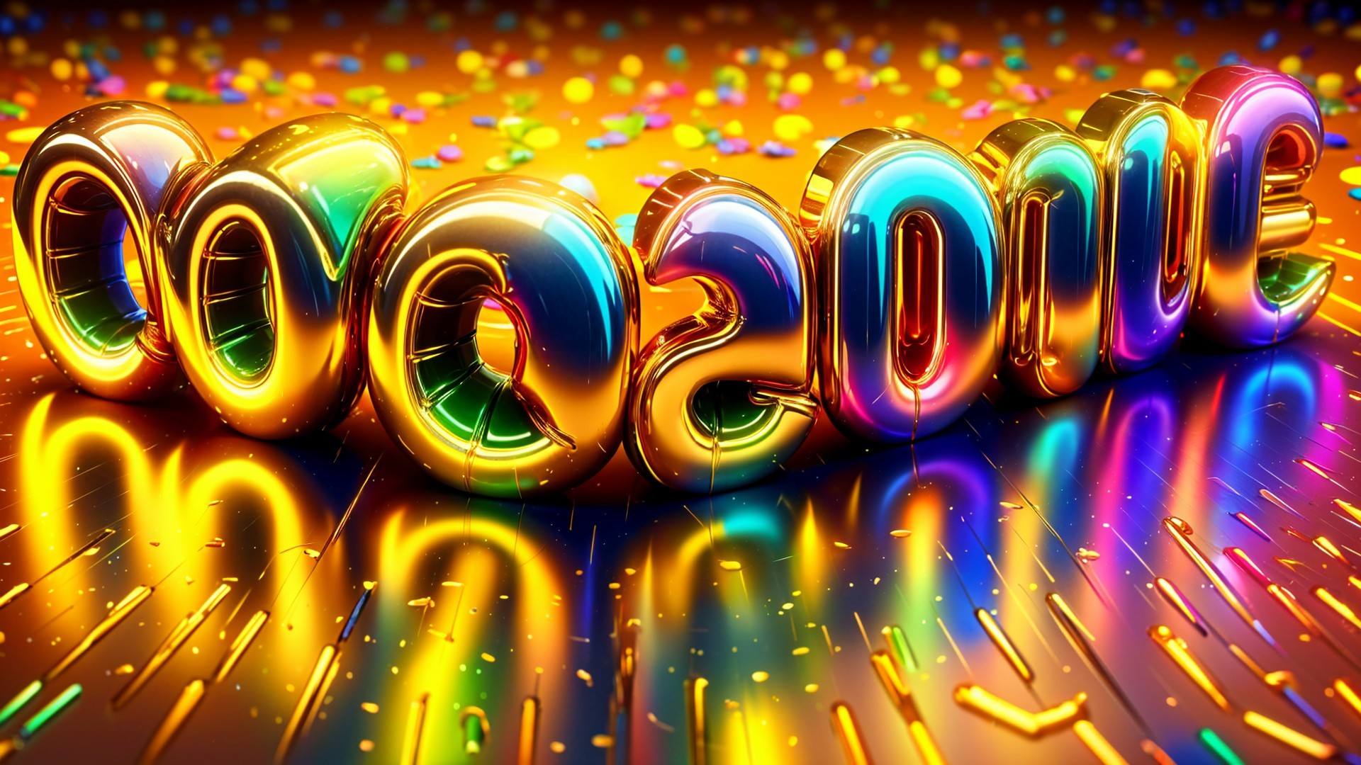 Colorful 3D Letters of "Awesome" with Confetti