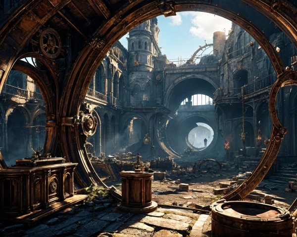 Abandoned Industrial Complex with Circular Arches