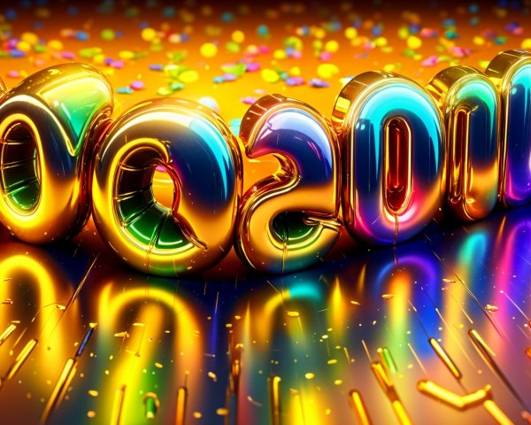 Colorful 3D Letters of "Awesome" with Confetti