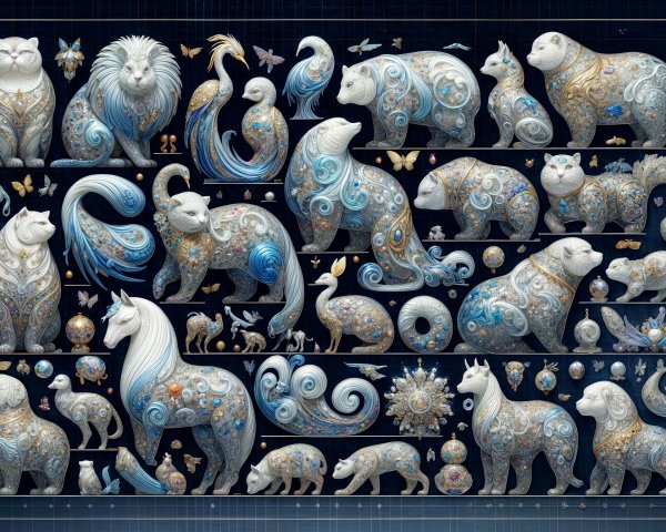 Intricately Designed Animals with Swirling Patterns