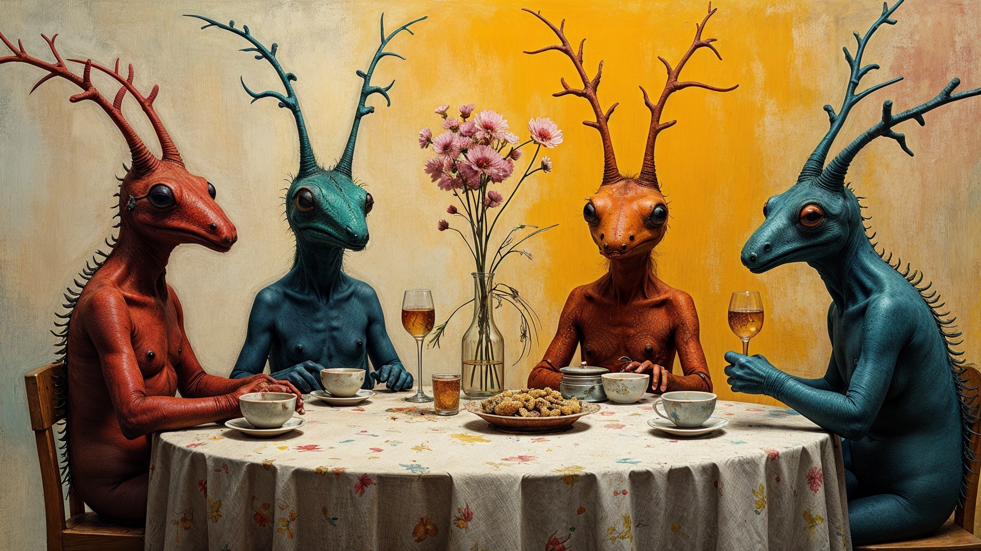 Whimsical Gathering of Colorful Humanoid Creatures