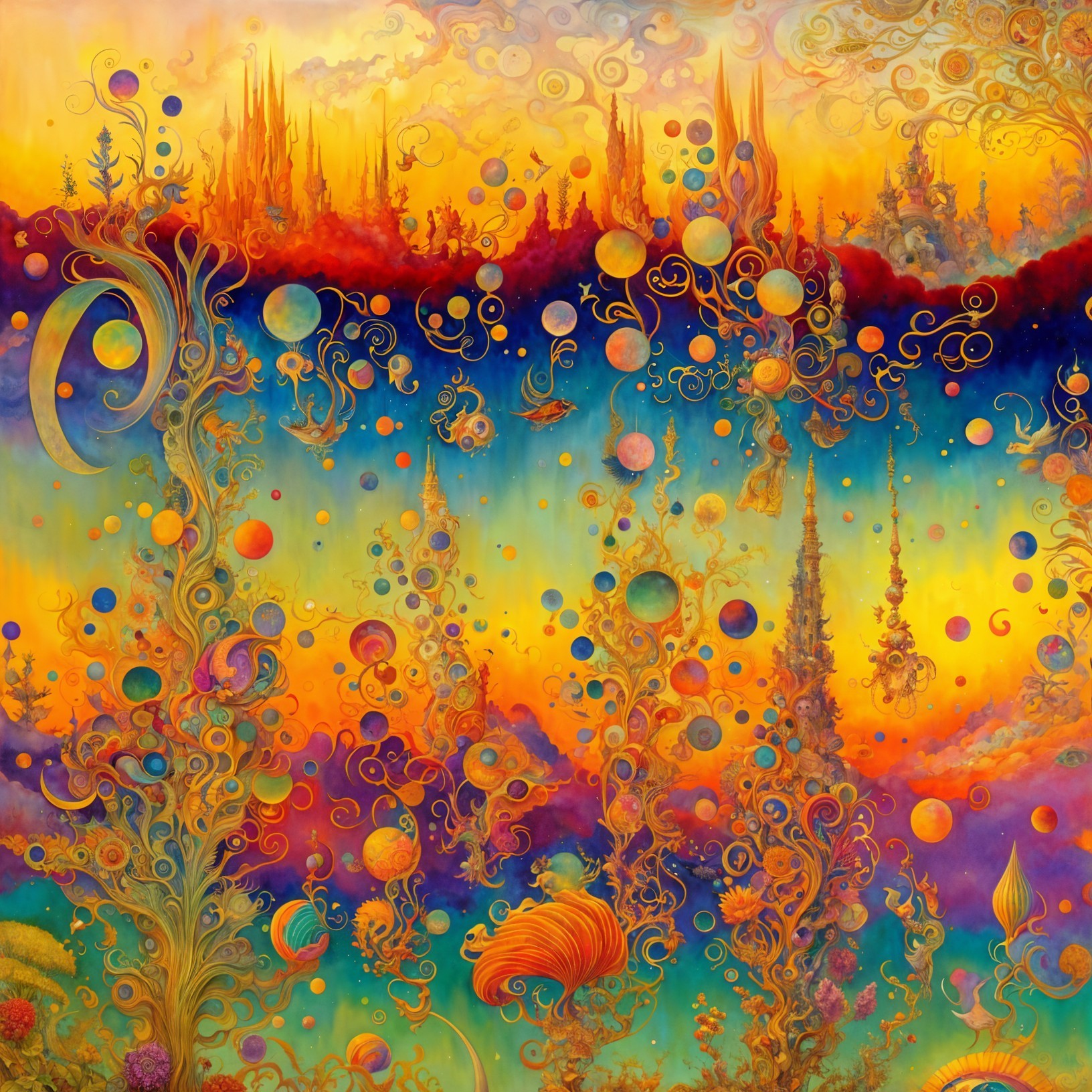 Enchanting Colorful Landscape with Surreal Elements