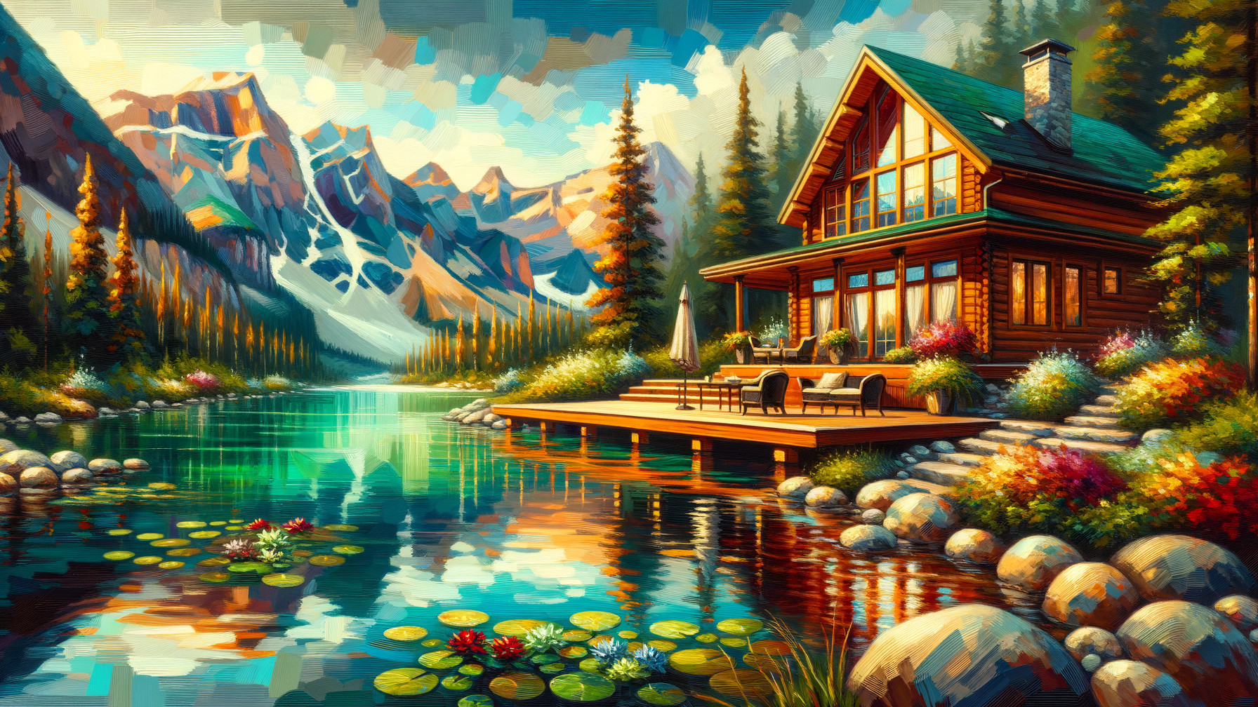 Cozy Wooden Cabin by Tranquil Lake and Mountains