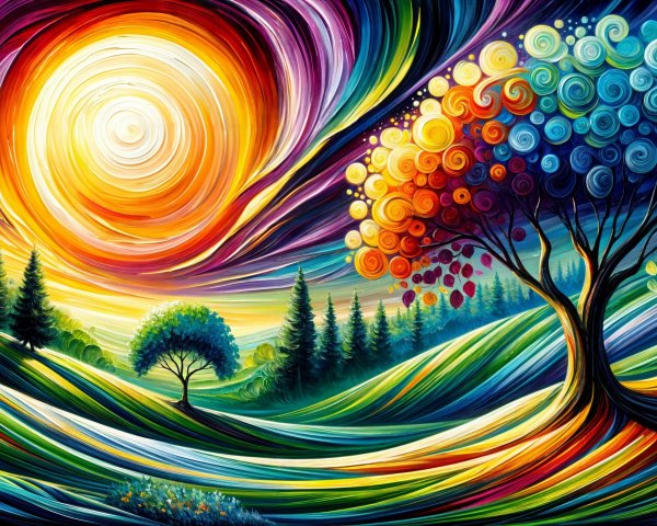 Vibrant Landscape with Dramatic Sunset Colors
