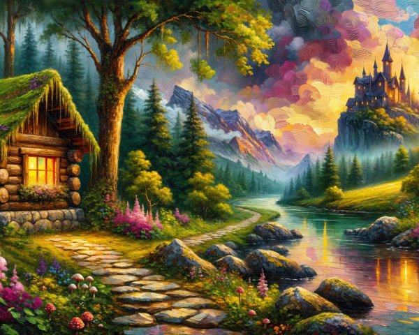 Cozy Log Cabin Surrounded by Scenic Nature and Mountains