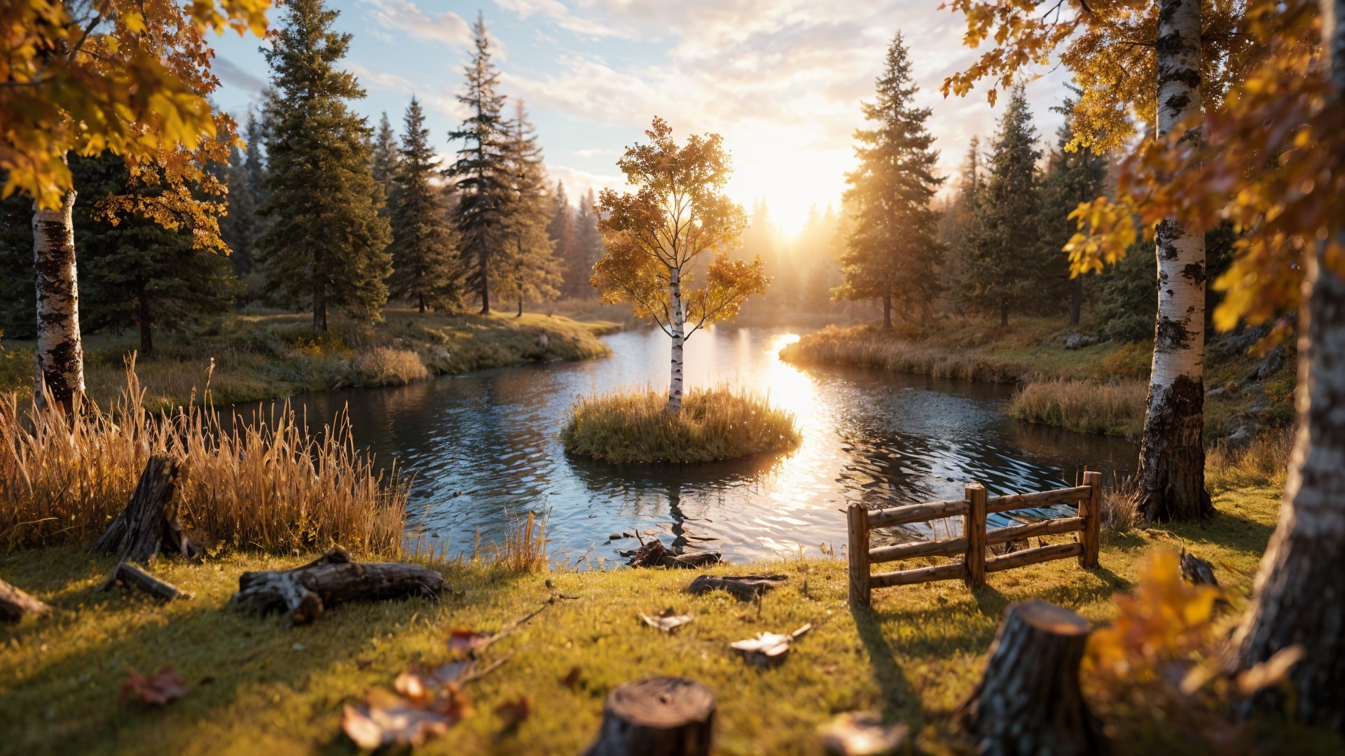 Tranquil Autumn Scene at a Serene Lake