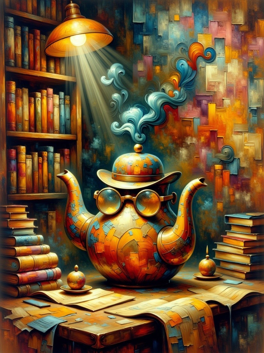 Whimsical Teapot Design on a Cozy Wooden Table