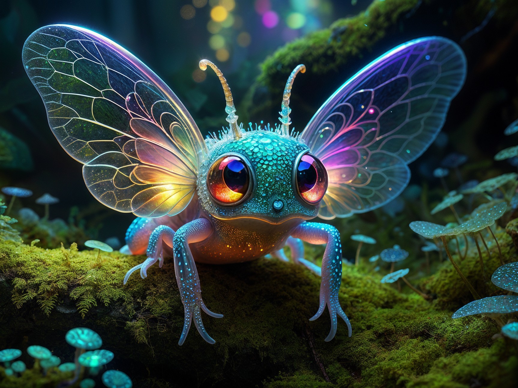 Whimsical Creature in Enchanted Forest Setting