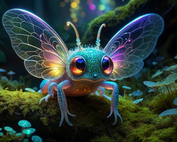 Whimsical Creature in Enchanted Forest Setting