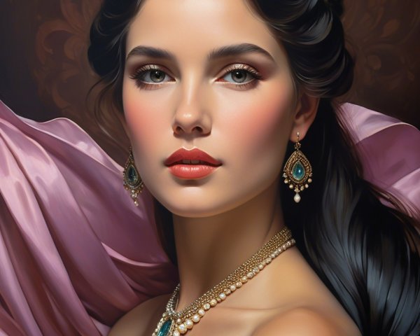 Elegant Woman in Off-the-Shoulder Dress with Accessories