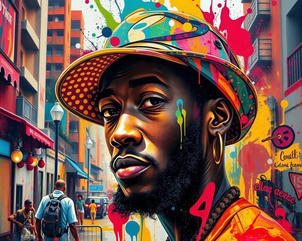 Colorful Digital Portrait of a Dark-Skinned Man