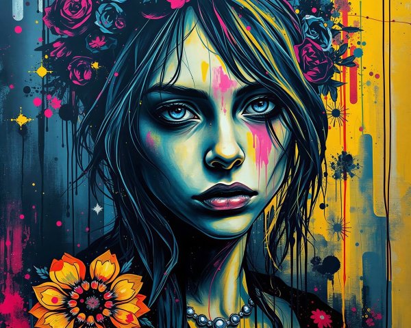 Vibrant Comic Book Style Portrait of a Woman