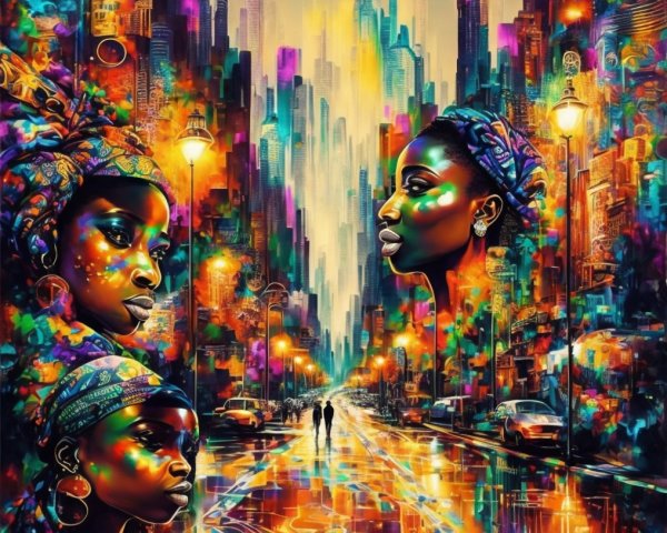 Vibrant Urban Landscape with Skyscrapers and People