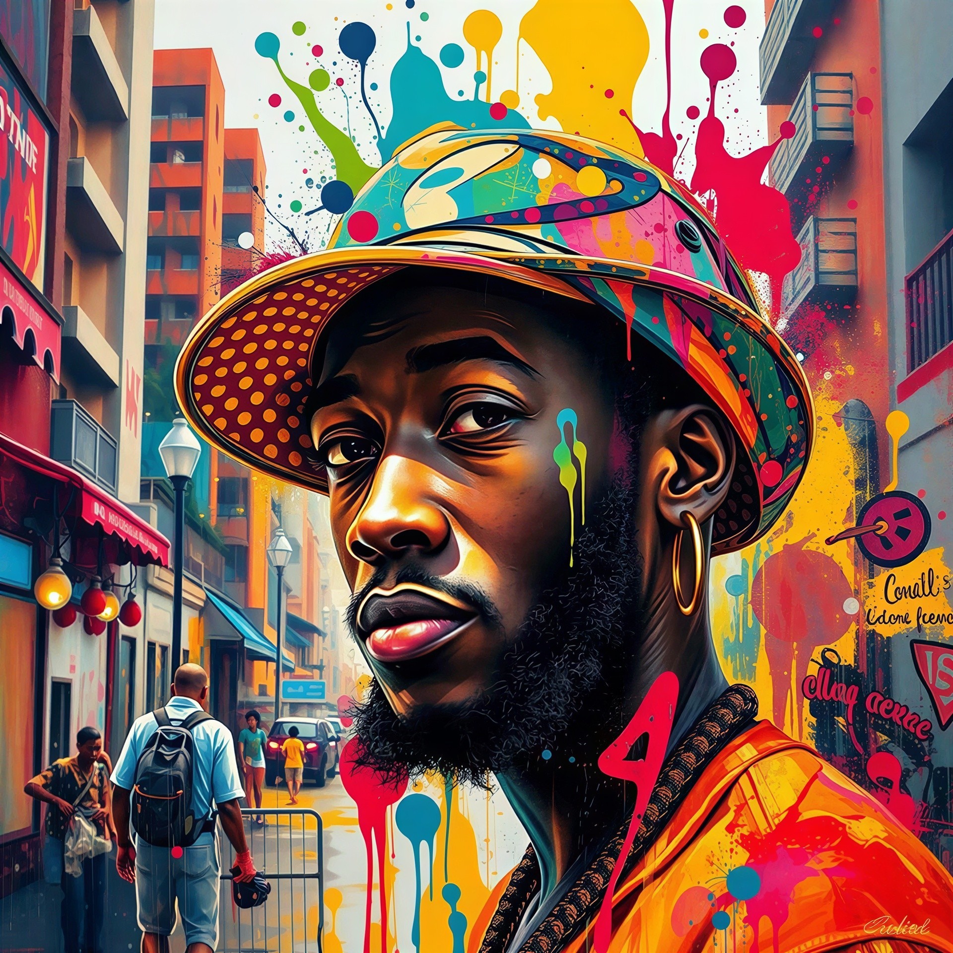 Colorful Digital Portrait of a Dark-Skinned Man