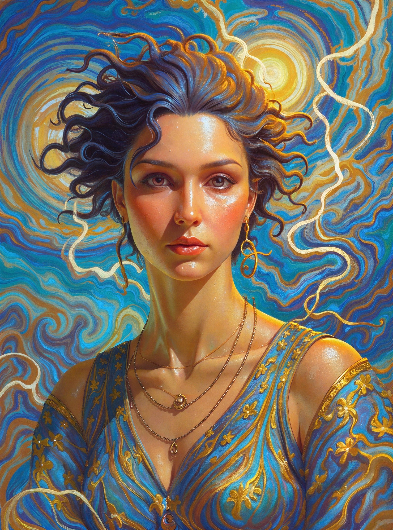 Hyperrealistic Portrait of a Woman with Dark Hair