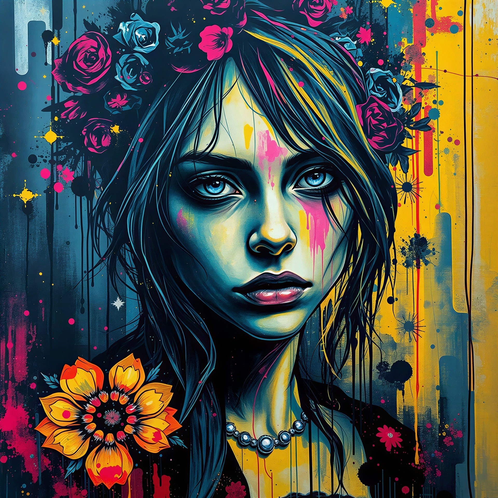 Vibrant Comic Book Style Portrait of a Woman