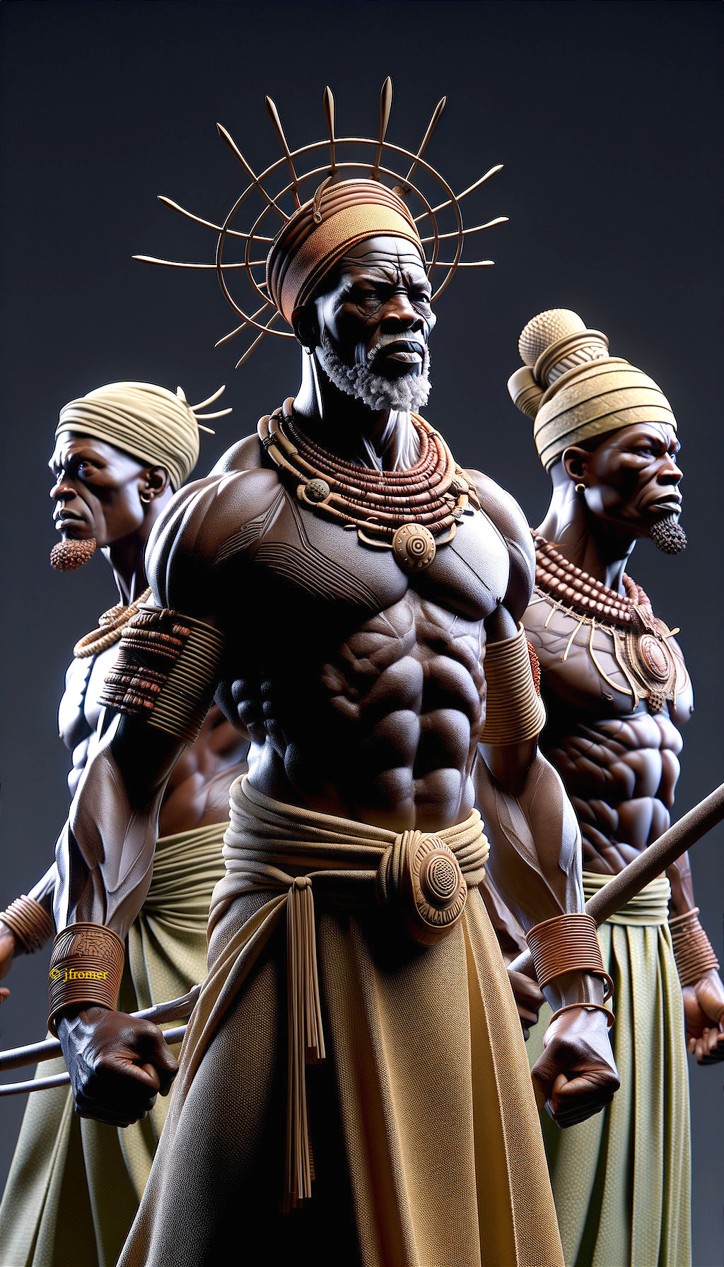 Muscular Figures in Traditional Jewelry and Clothing