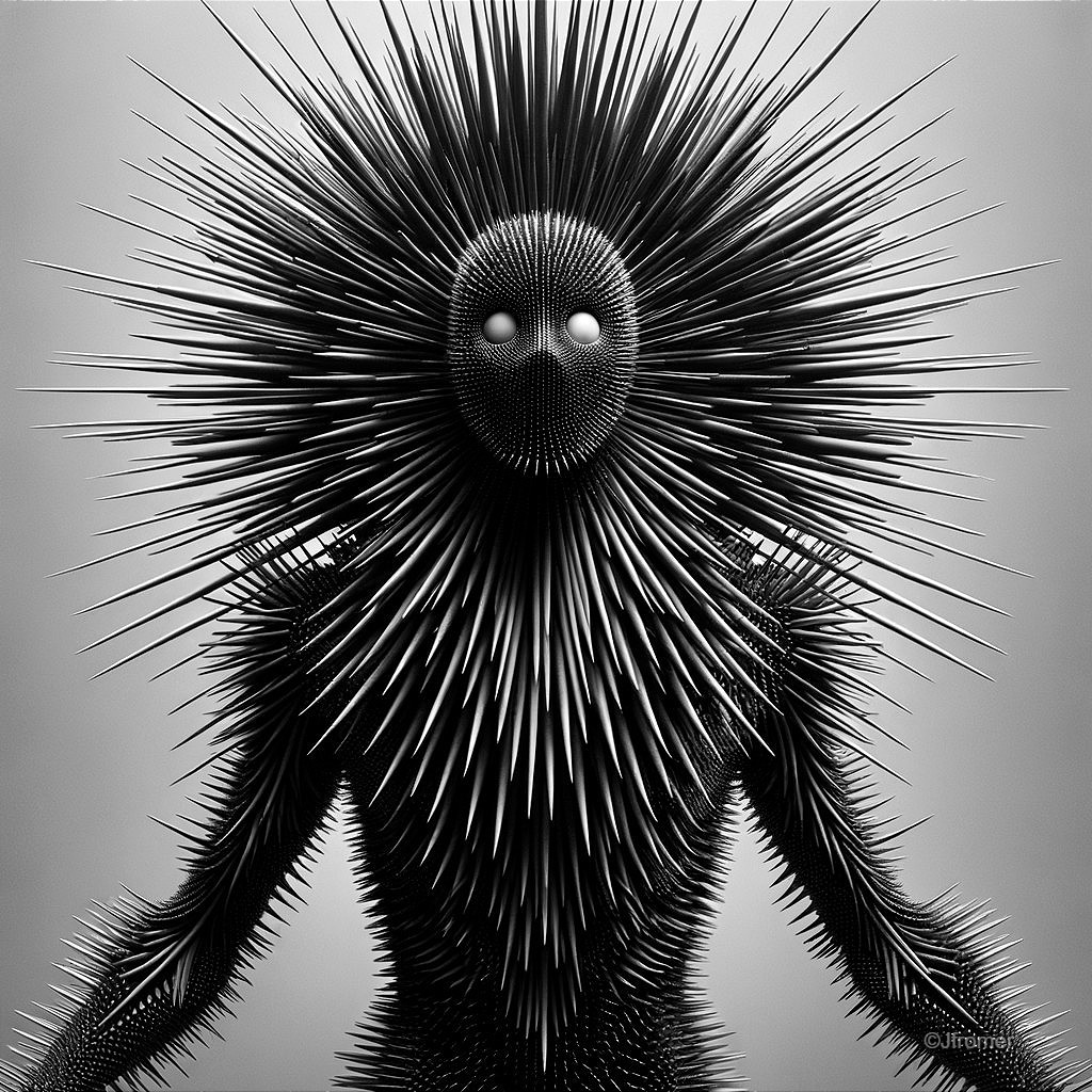 Abstract Dark Figure with Spike Protrusions and Glow