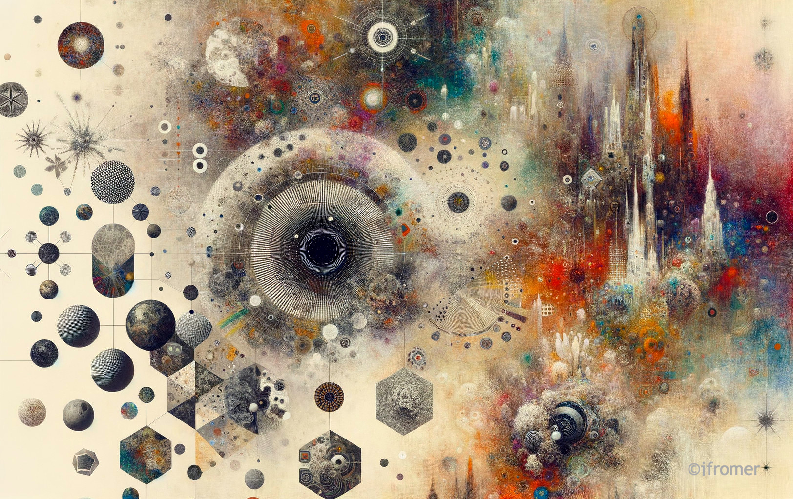 Abstract Cosmic Landscape with Geometric Patterns