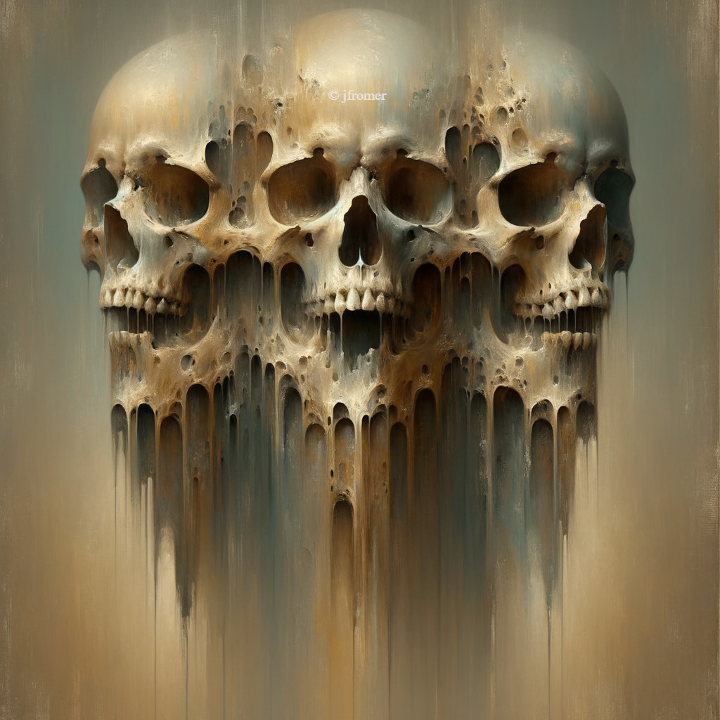 Interconnected Skulls with Organic Dripping Texture
