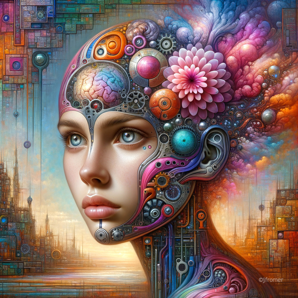 Surreal Futuristic Portrait of Humanoid Figure