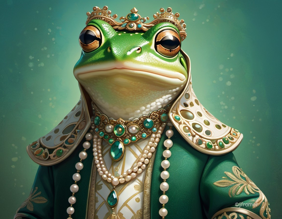 Royal Amphibian: Majestic Frog in Opulent Attire