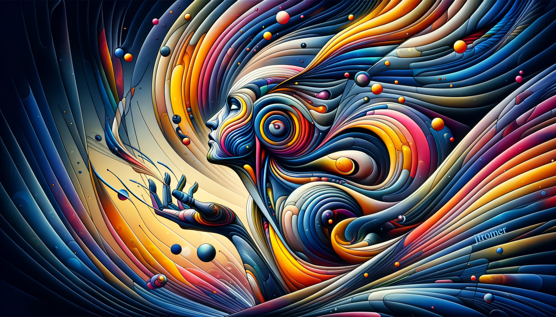 Abstract Digital Artwork with Vibrant Swirls and Colors