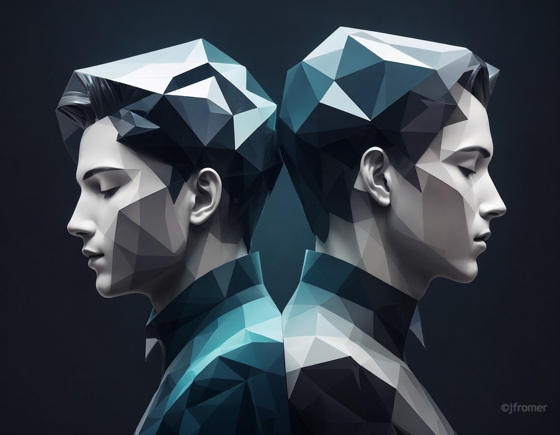 Abstract Geometric Figures in Contrasting Colors