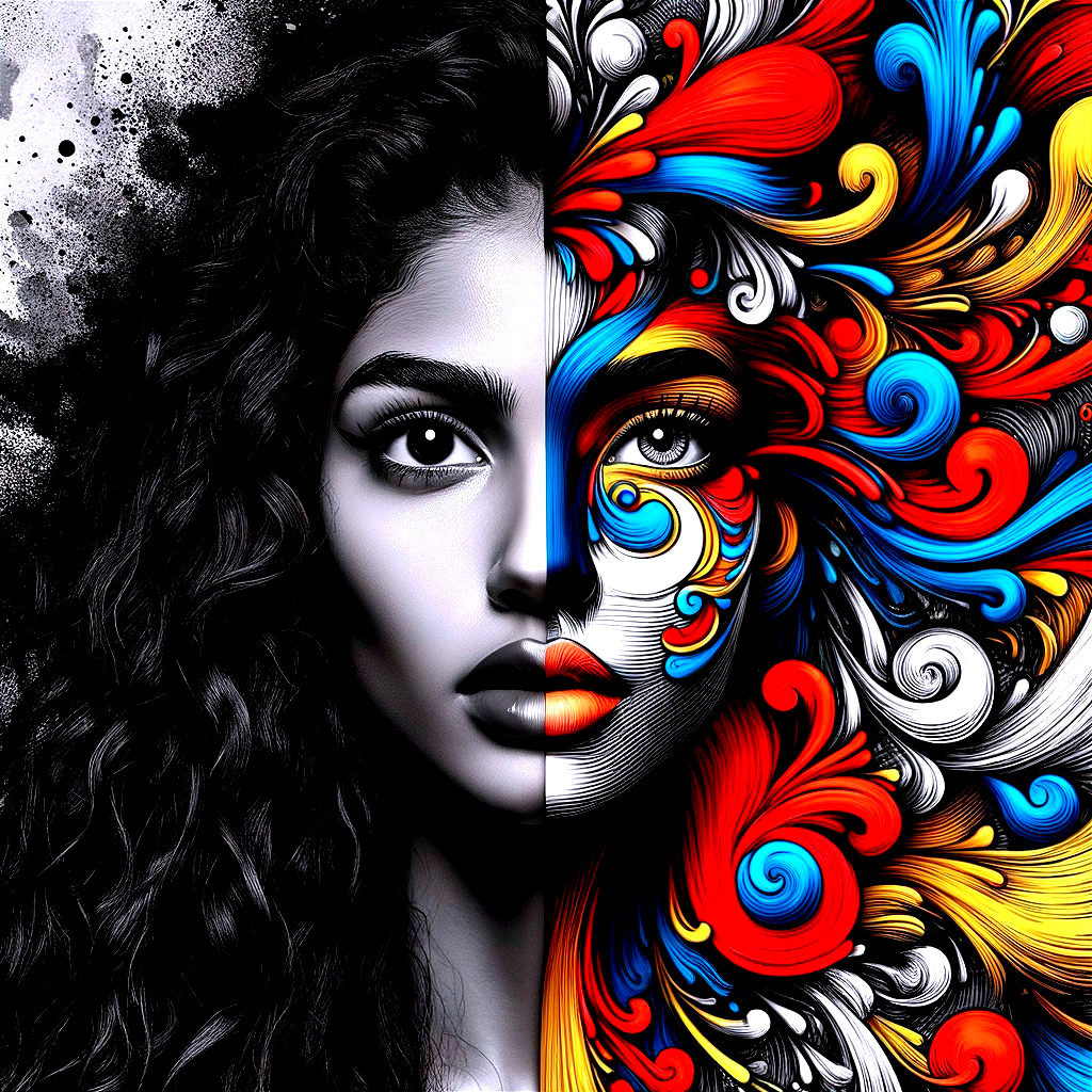 Split Face Design Highlighting Duality in Beauty