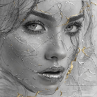 Monochromatic Portrait of a Woman with Gold Accents