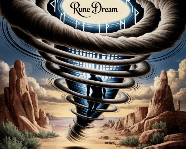 Surreal Landscape with Vortex and Ethereal Figure