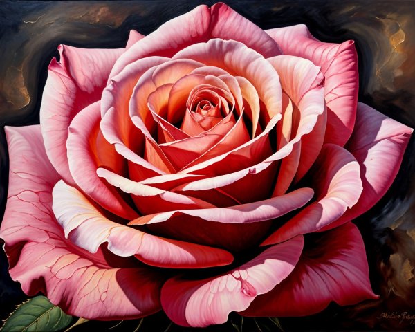 Hyper-realistic painting of a blooming rose in detail