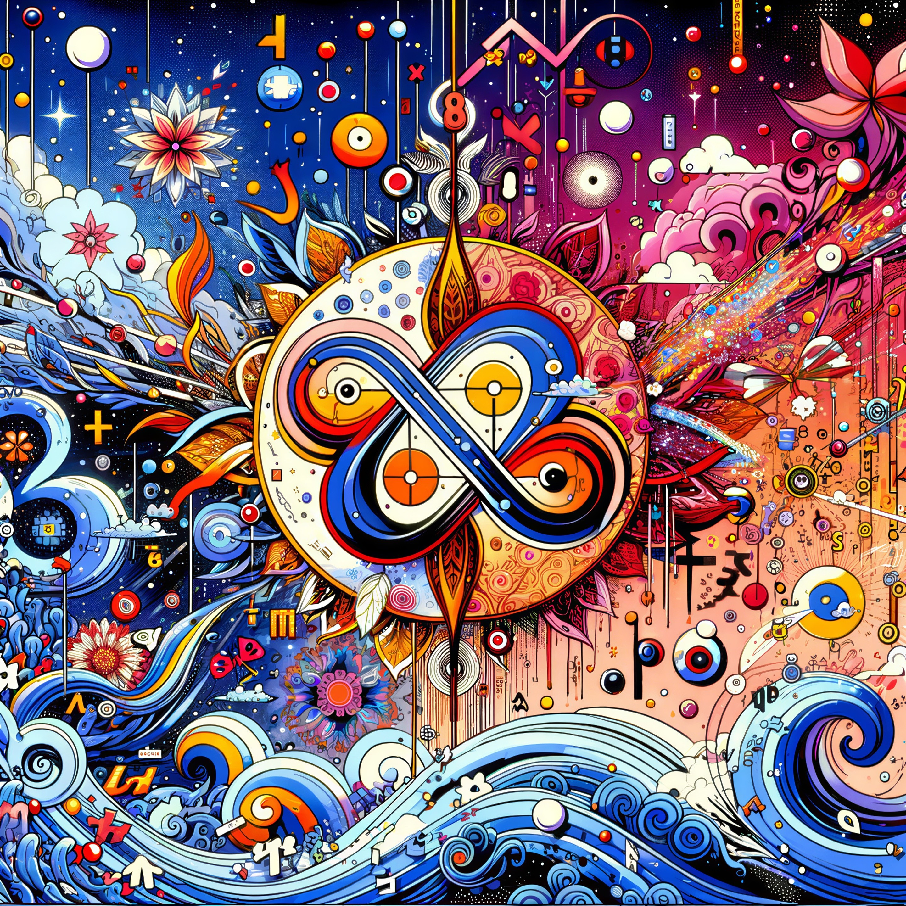 Vibrant Colors and Cosmic Nature Designs in Artwork