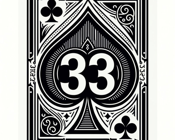 Black and White Playing Card Design with Number 33